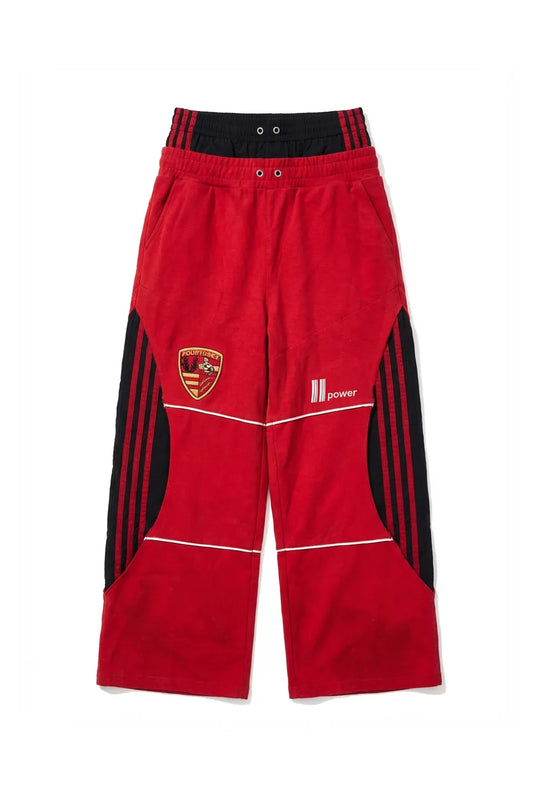 Red Stripe Double Waistband Sweatpants
