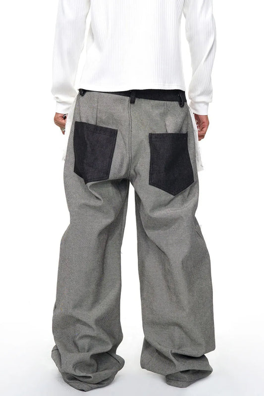 Reversed Patchwork Denim Pants