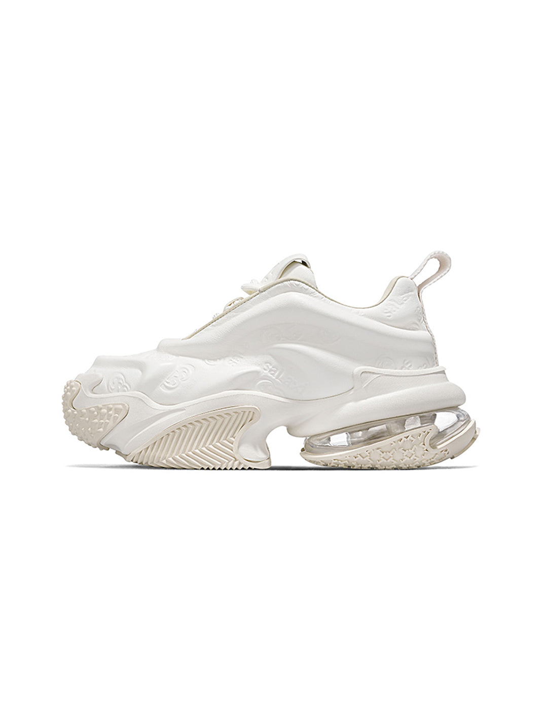 White Vortex Embossed Platform Sneakers