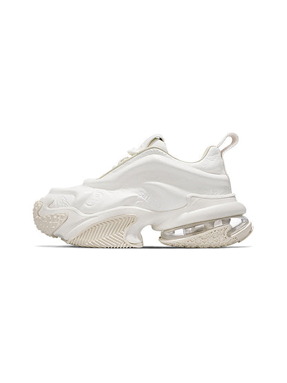 White Vortex Embossed Platform Sneakers