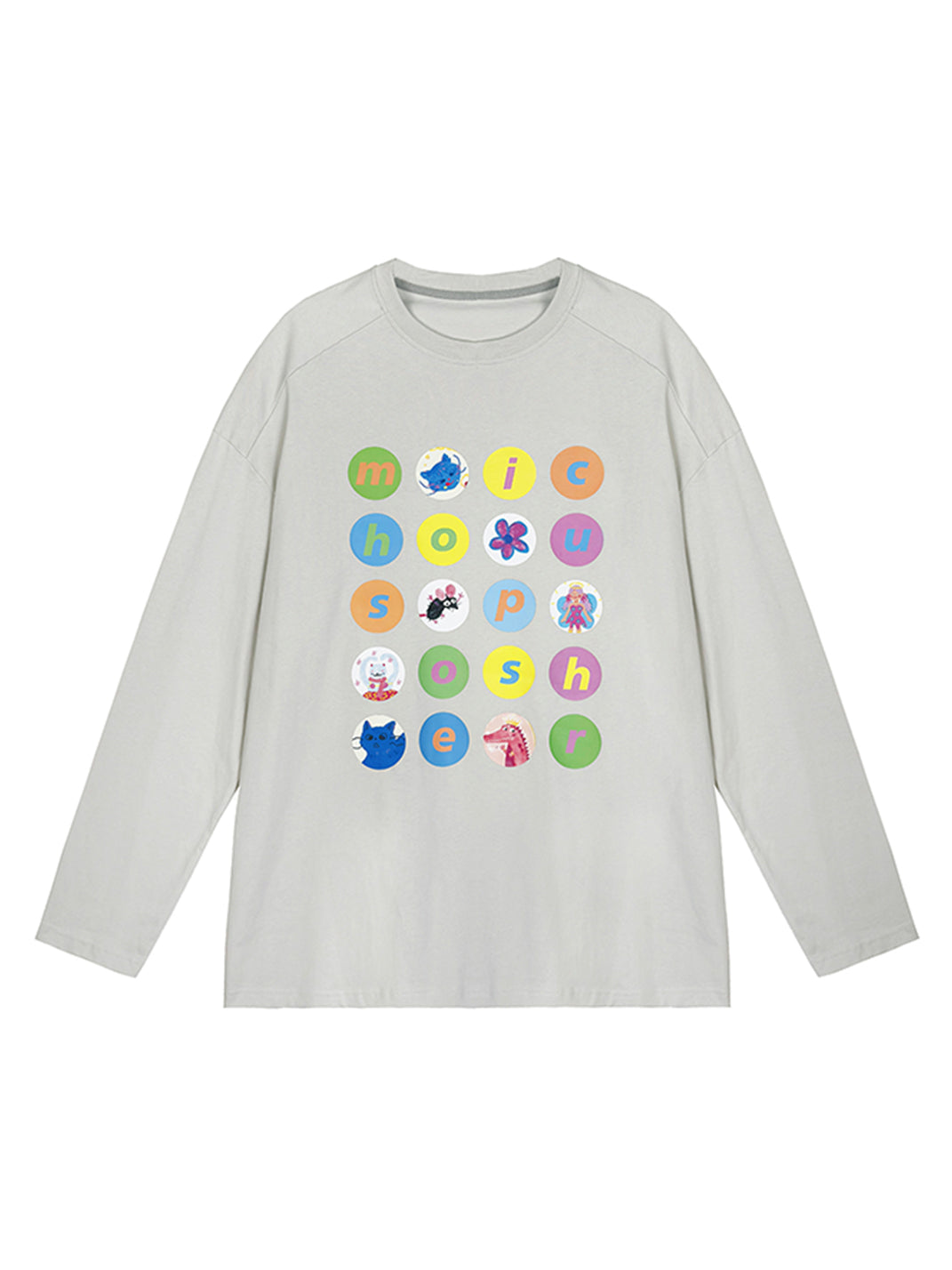 Cartoon Polka Dot Cotton Long Sleeve T-Shirt