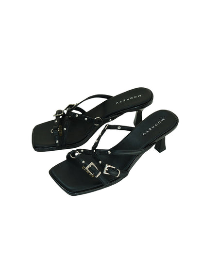 Black Open-Toe Heeled Sandals