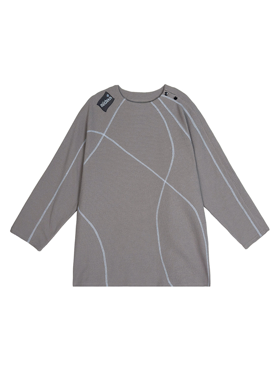 Contrast Stitch Waffle Knit Long Sleeve Sweatshirt