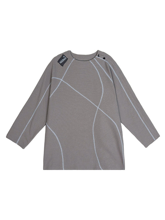 Contrast Stitch Waffle Knit Long Sleeve Sweatshirt