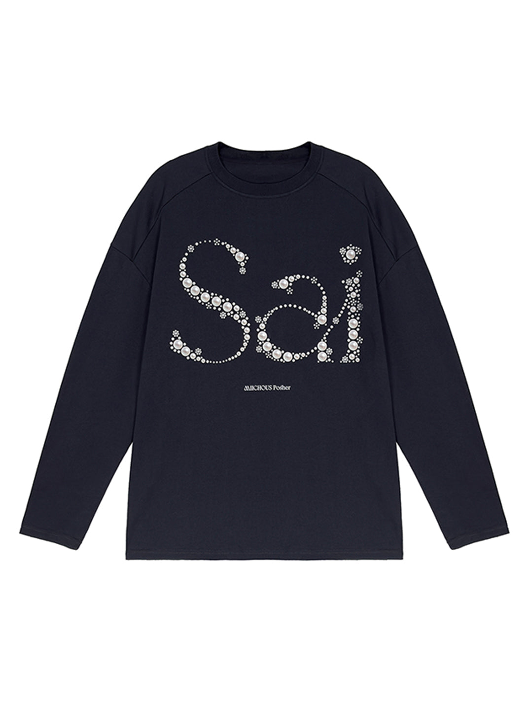 Sai Pearl Letter Print Long Sleeve T-Shirt