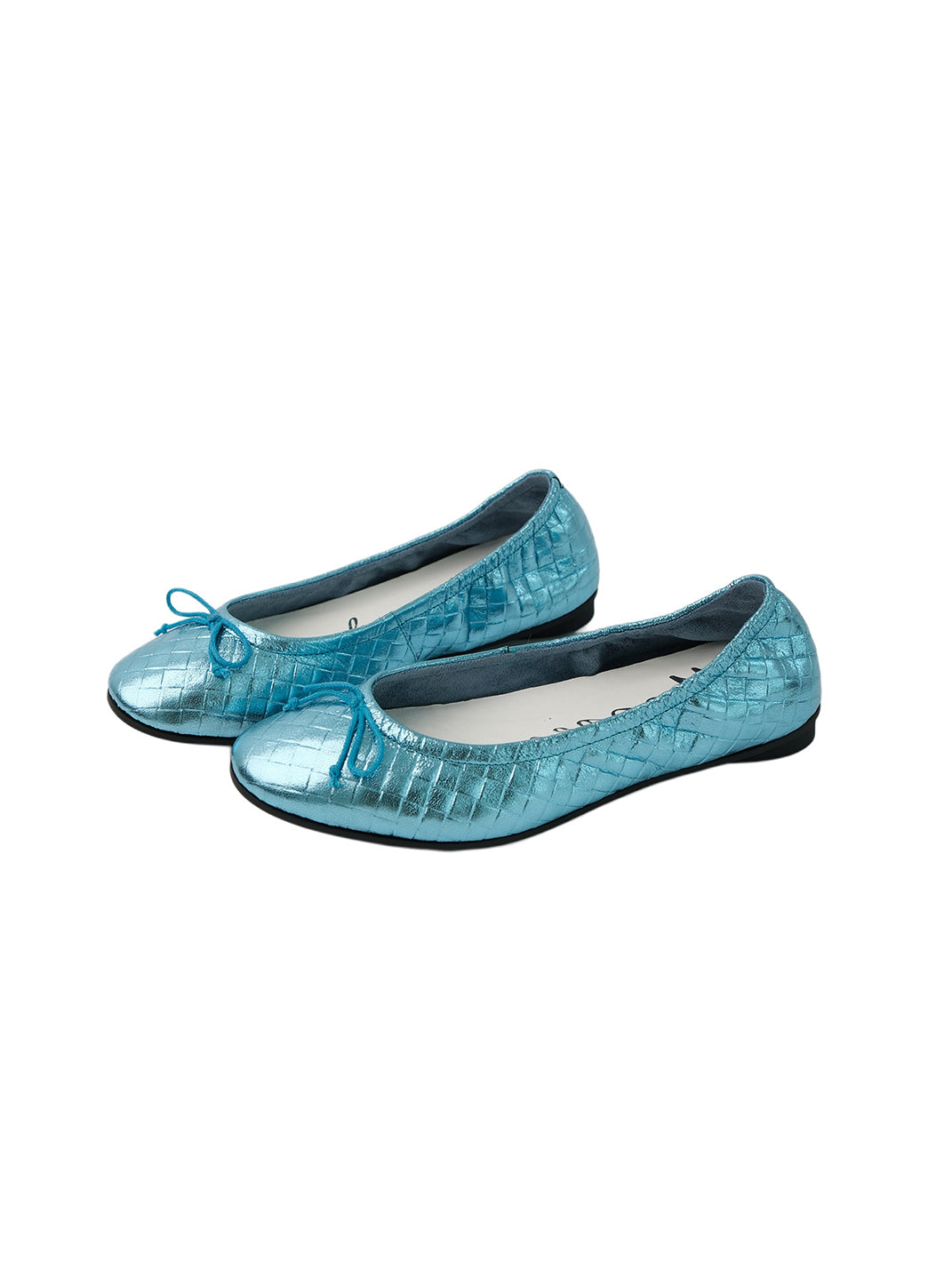 Blue Bow Detail Quilted Ballet Flats