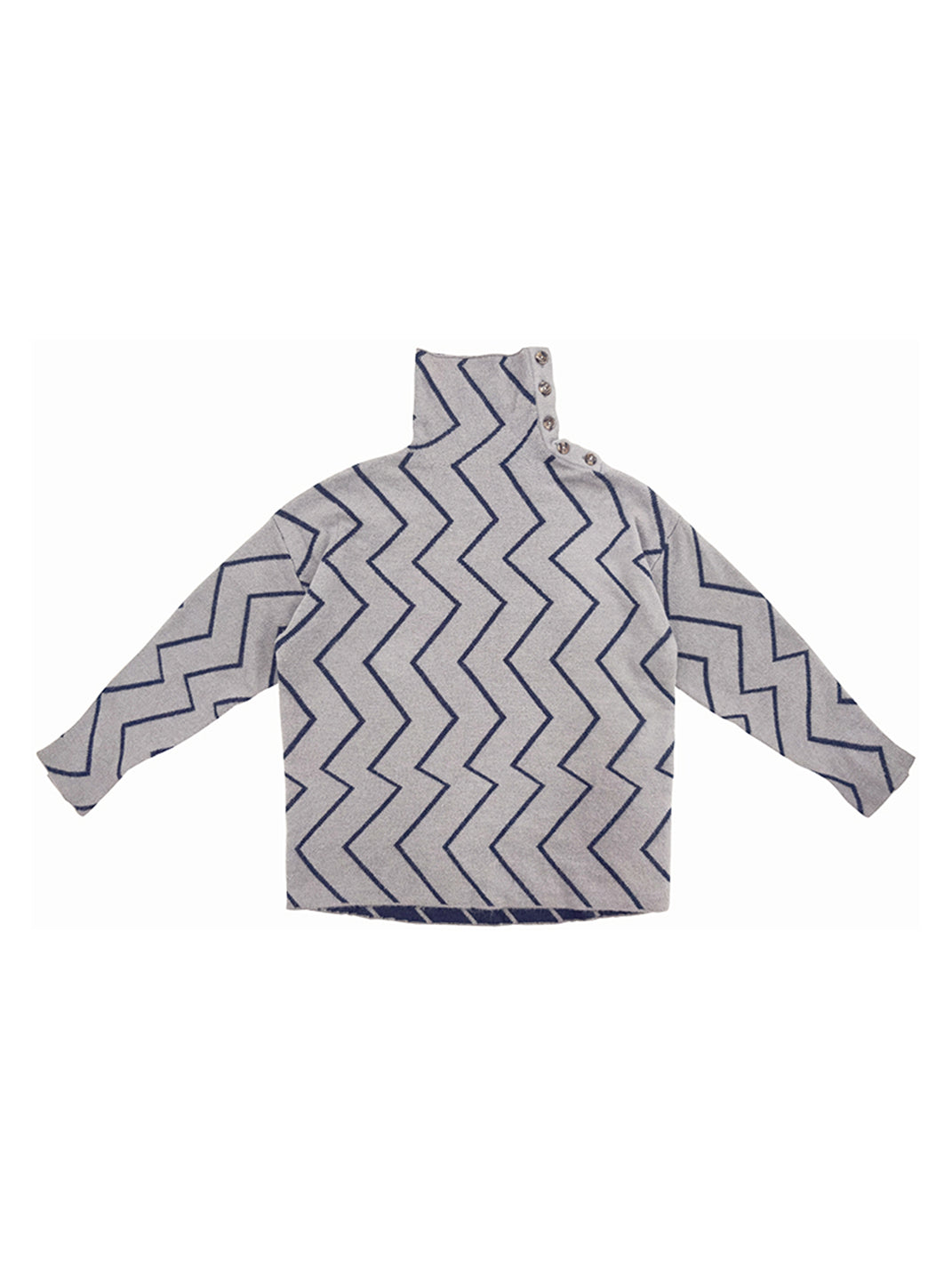 Dublin Night Wave Jacquard Turtleneck Knit Top