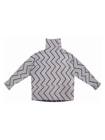 Dublin Night Wave Jacquard Turtleneck Knit Top