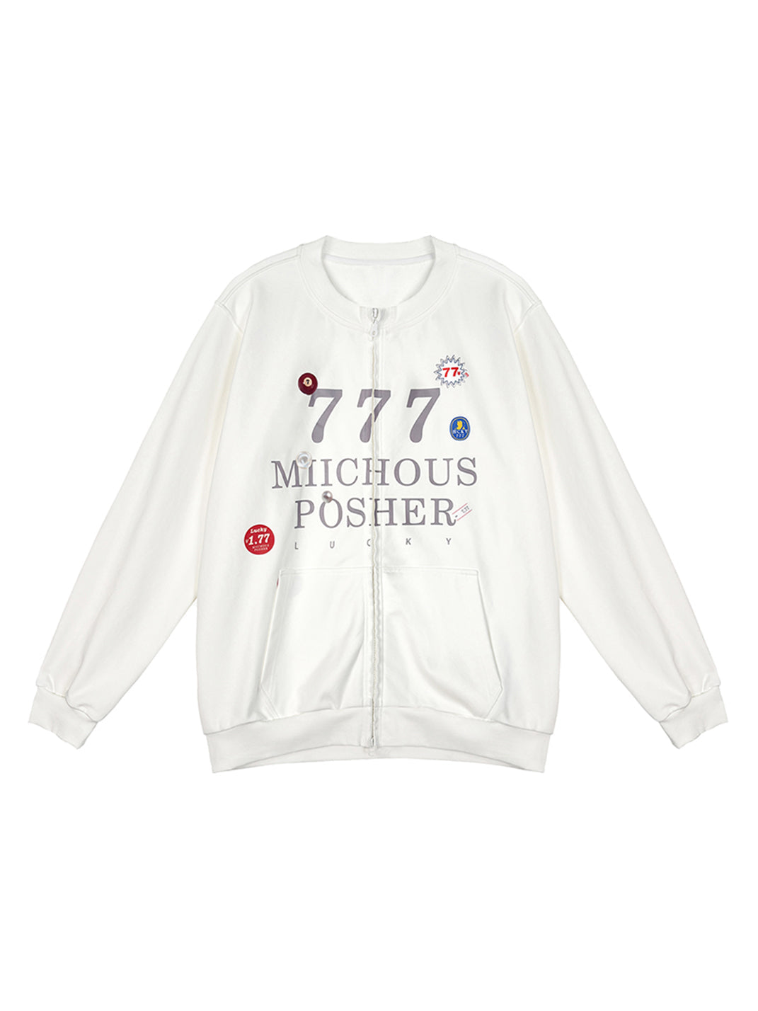 Heavyweight Cotton Sticker Print Zip Sweatshirt