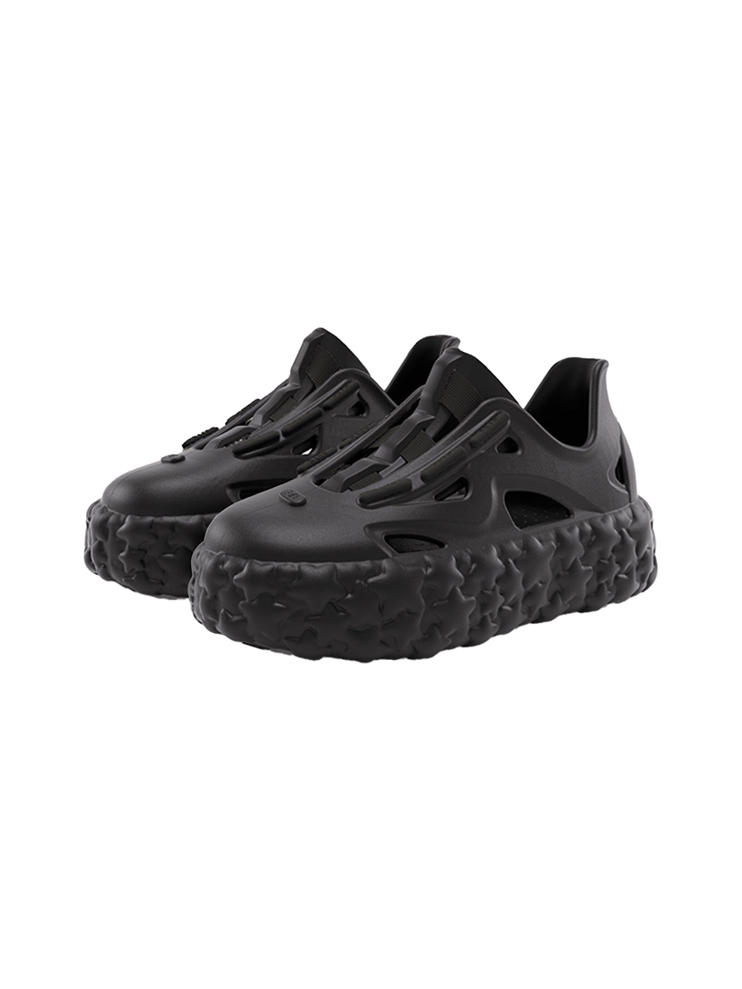 Black Lightweight Star Platform Sandals