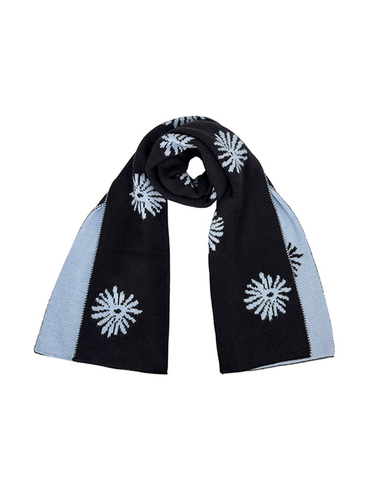 Coral Flower Reversible Color Jacquard Wool Scarf