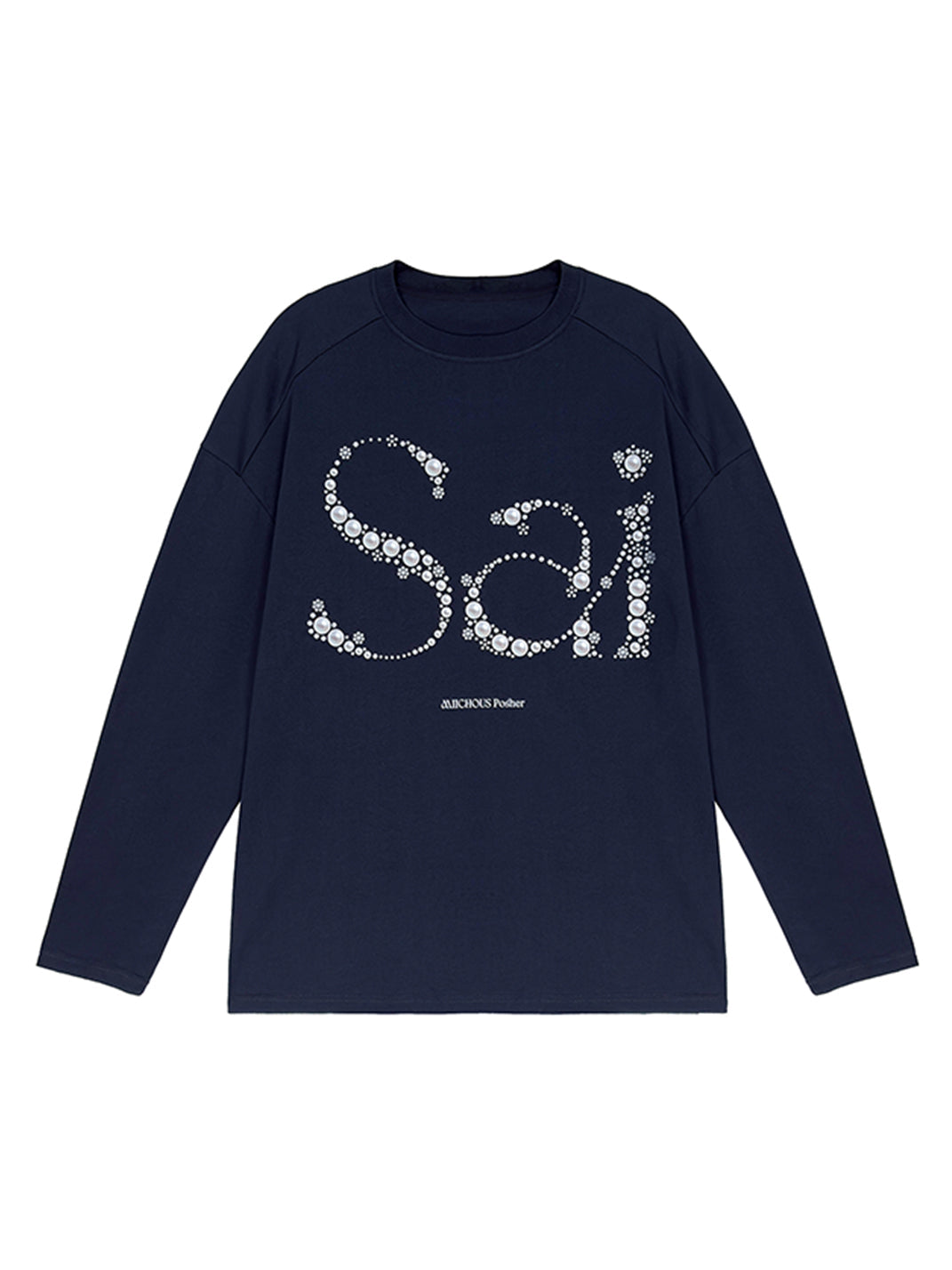 Sai Pearl Letter Print Long Sleeve T-Shirt