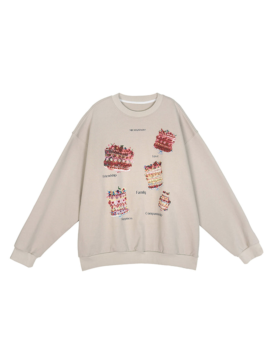 Cake Print Heavyweight Cotton Sweatshirt