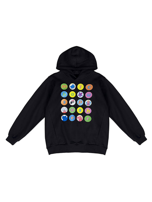 Cartoon Polka Dot Heavyweight Cotton Hoodie
