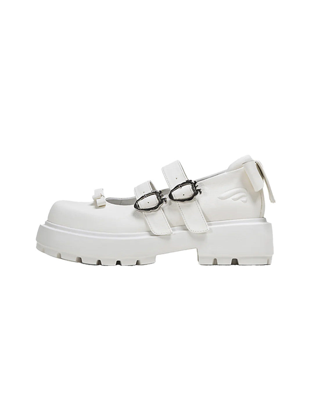 White Bow Platform Mary Jane Shoes