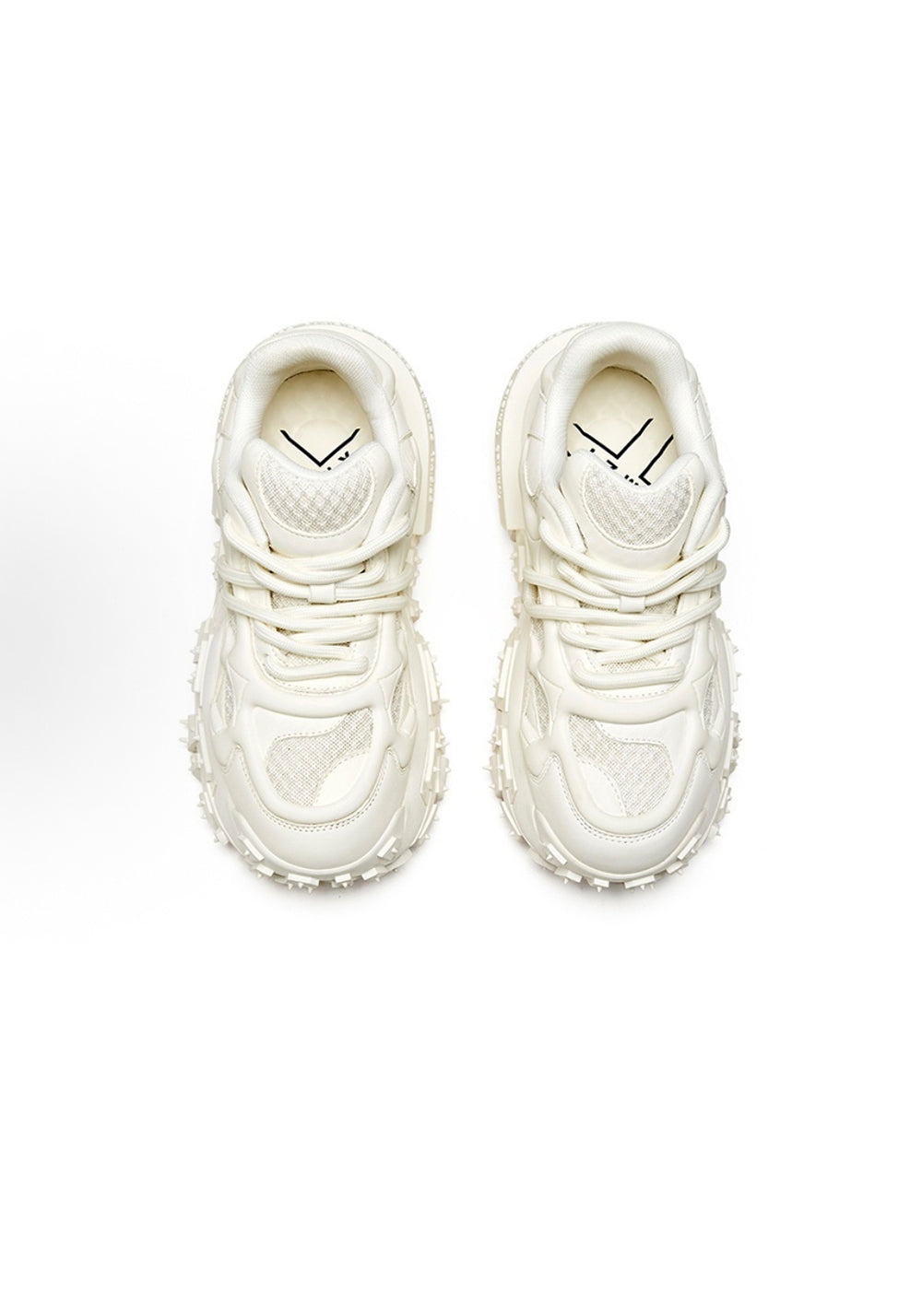 White Hollow Leather Chunky Sneakers