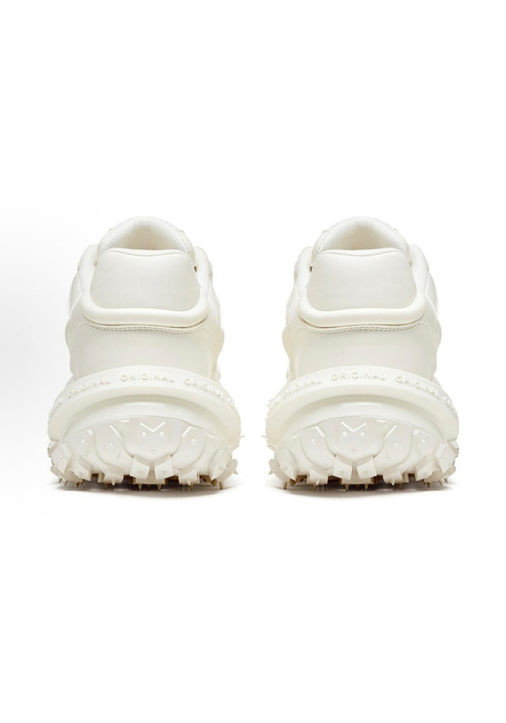 White Hollow Leather Chunky Sneakers