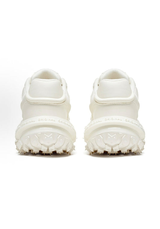 White Hollow Leather Chunky Sneakers