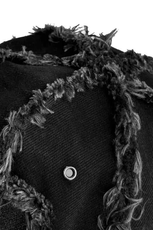 Studded Raw Edge PU Coated Denim Cap