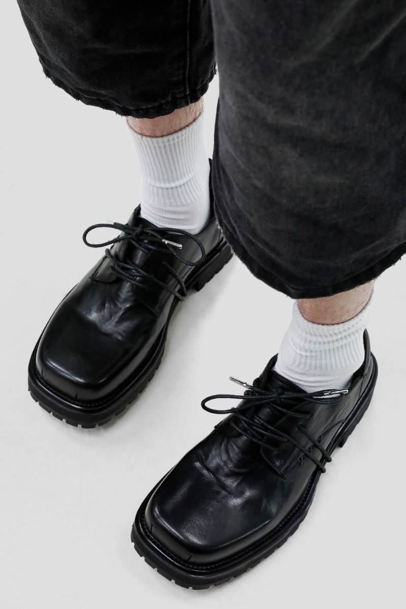 Washed Square Toe Derby Shoes