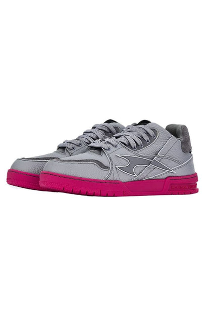 Grey and Pink Classic Low Top Sneakers