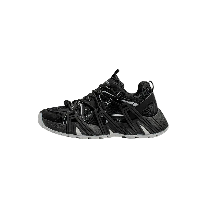 Mesh Panel Structured Chunky Lace-Up Sneakers