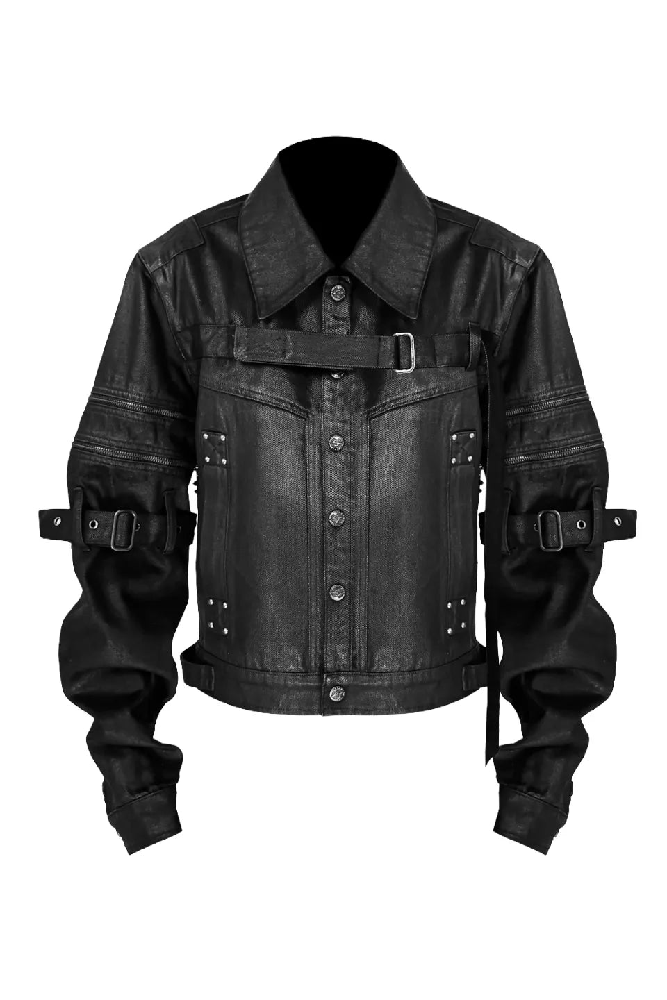 Waxed Coated Detachable Sleeve Denim Jacket