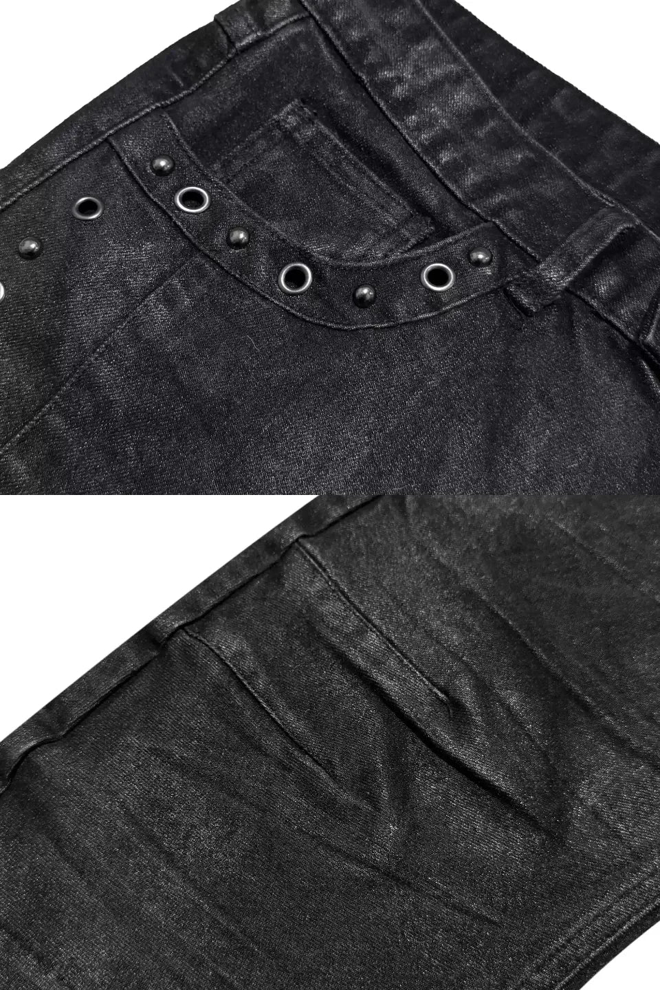Waxed Seam Eyelet Rivet Banana Jeans