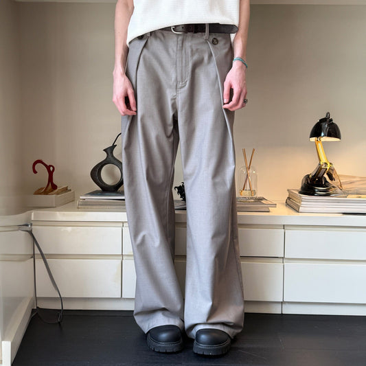 KREATE Inverted Pleats Wide-Leg Trousers