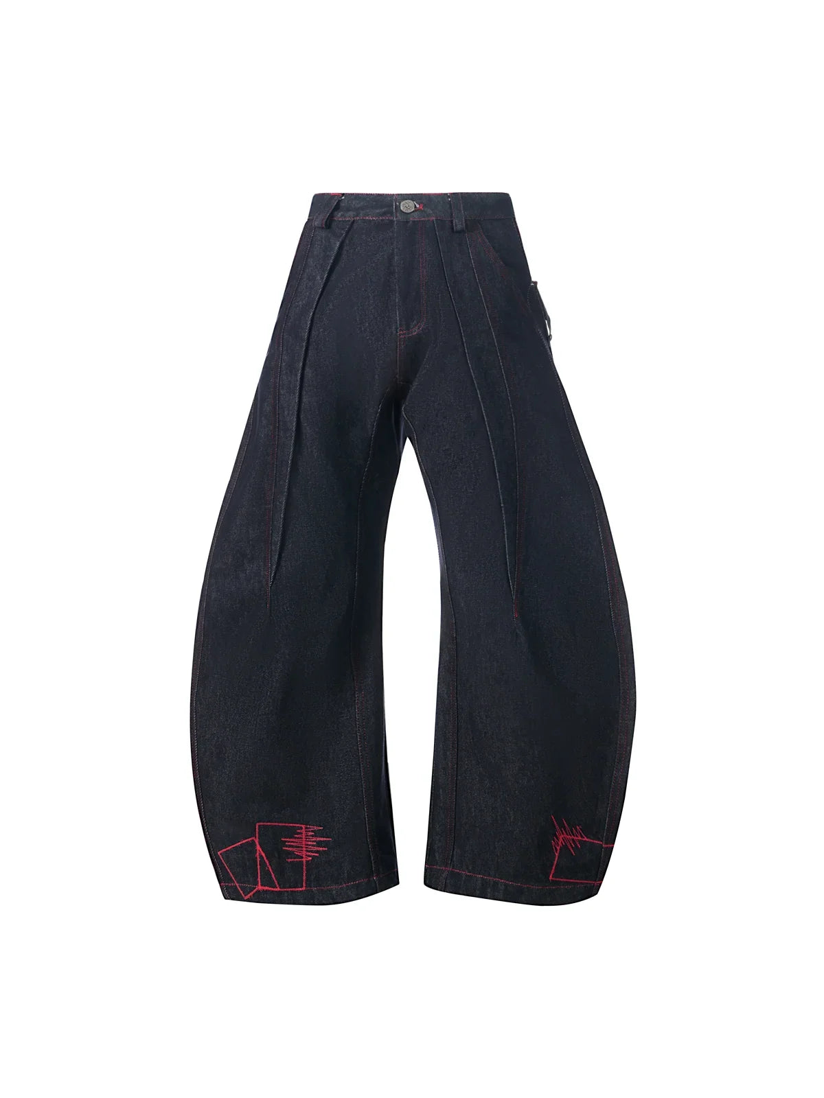 EMO "No Money No Peace" Raw Denim Curved Cut Jeans