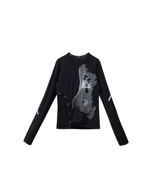 EMO "Digital Veils" Layered Tee Black