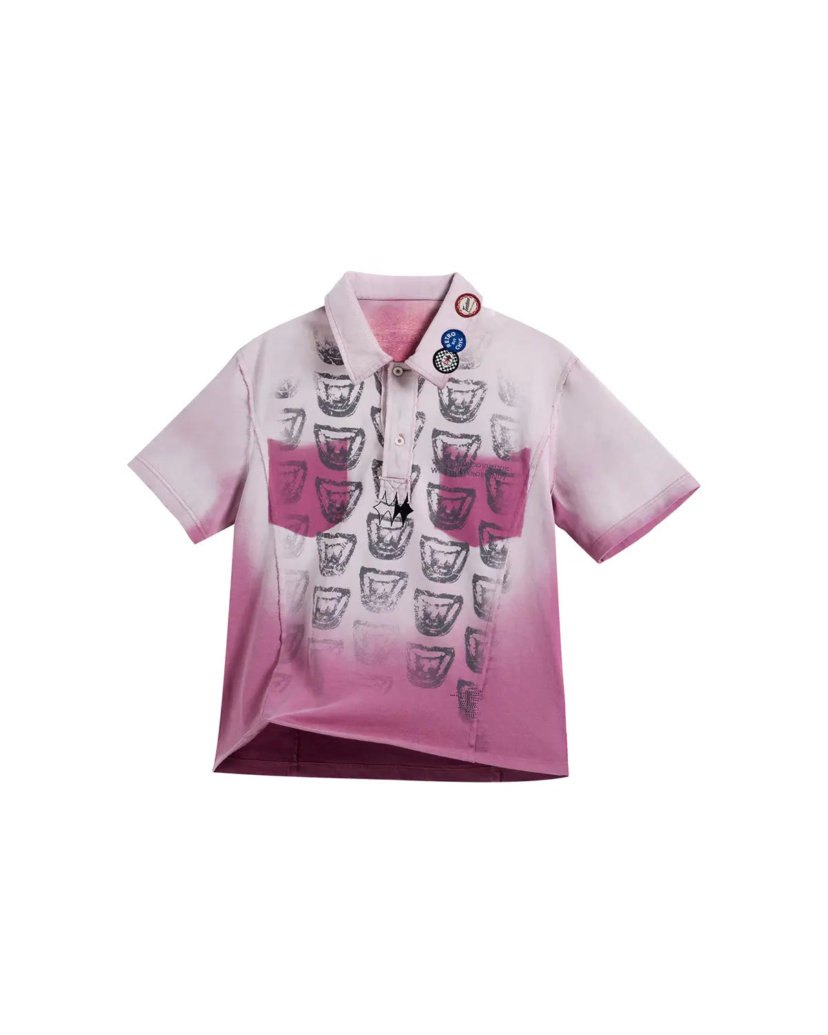 EMO “Taro Candy” Washed Cropped Polo Tee pink