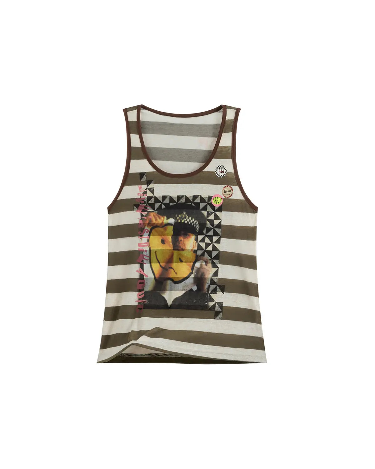 EMO Torn Smiley Stripe Tank