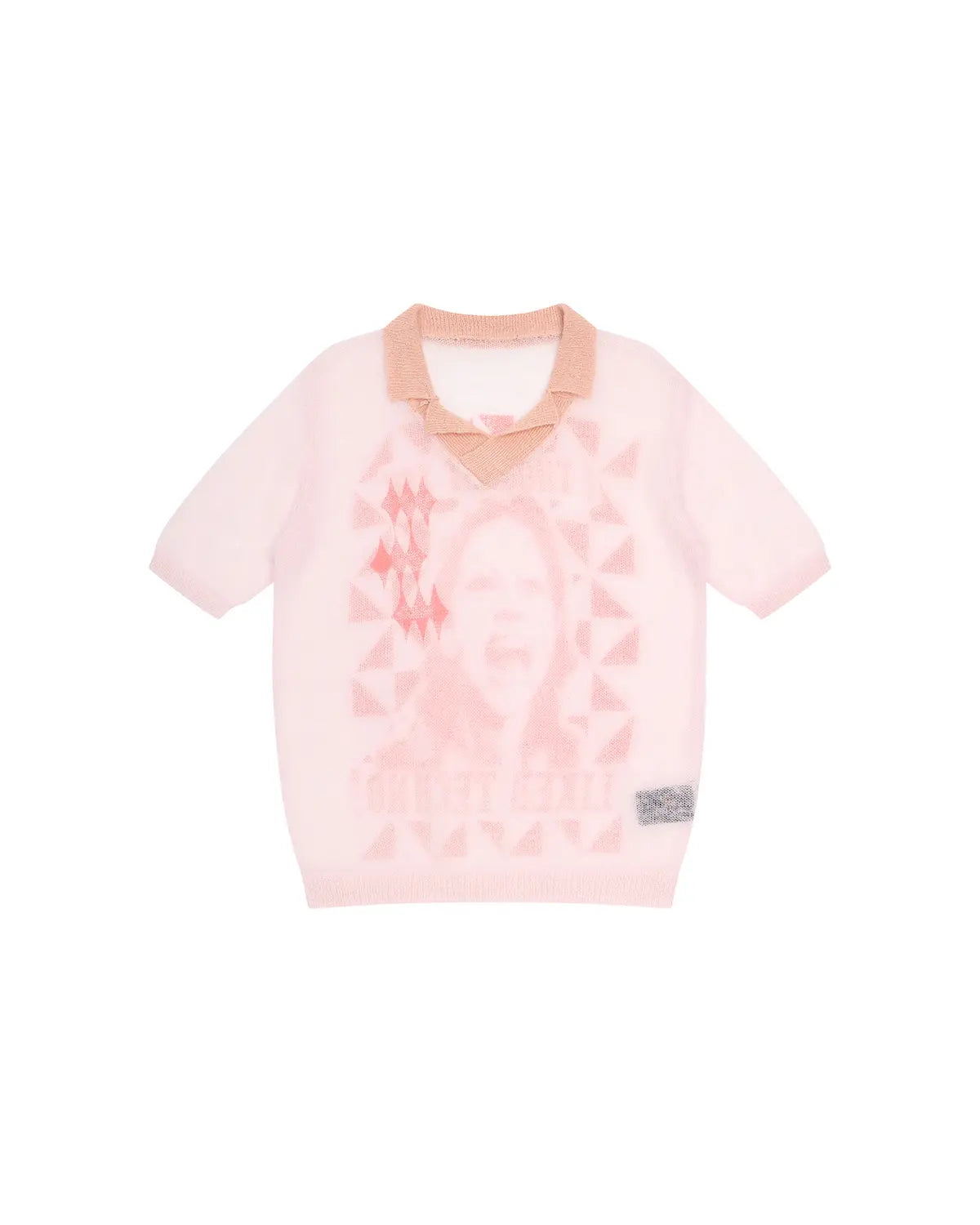 EMO Mohair Wool Knit Short Sleeve Pink