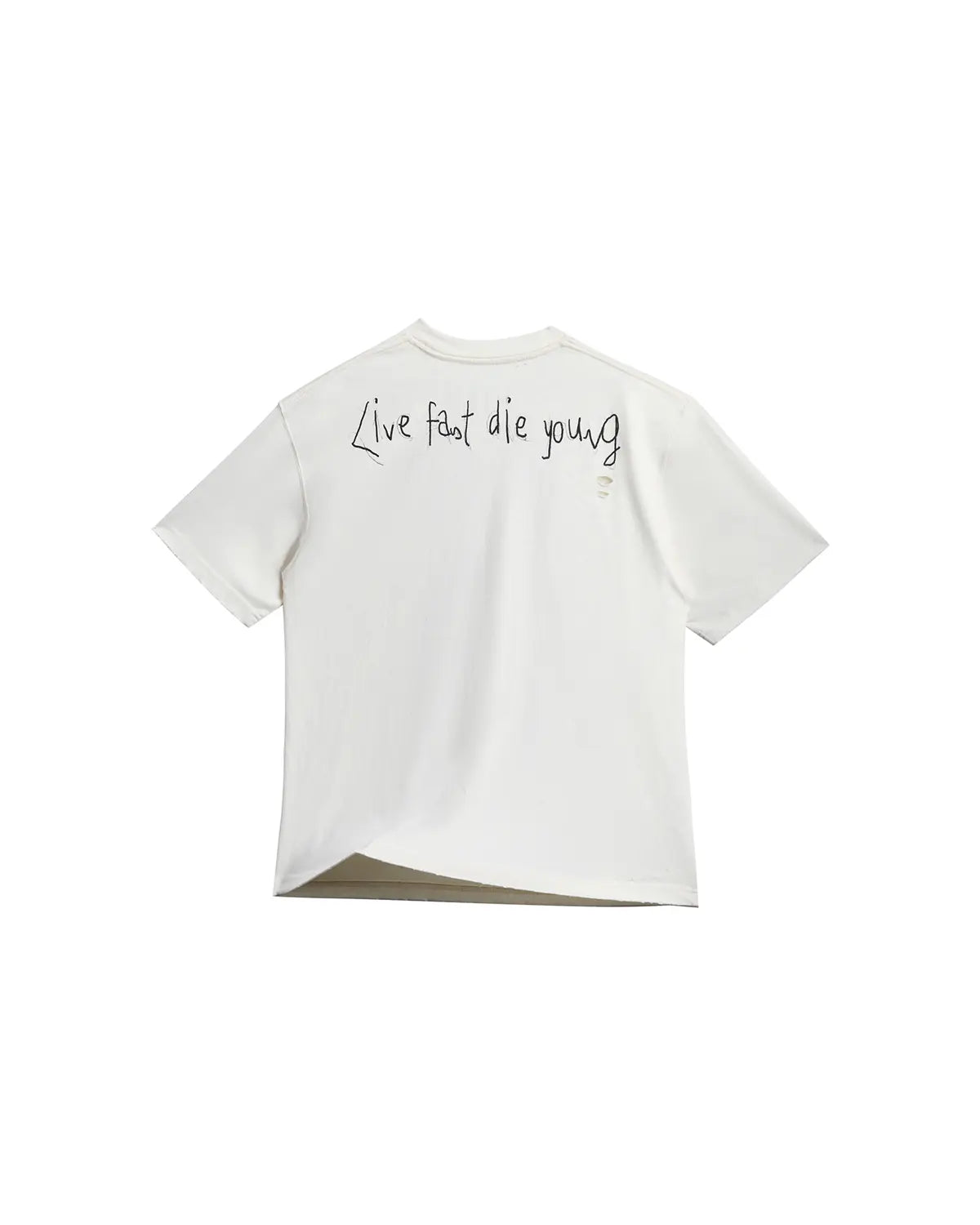 EMO Distressed Camo Washed Cropped Tee White