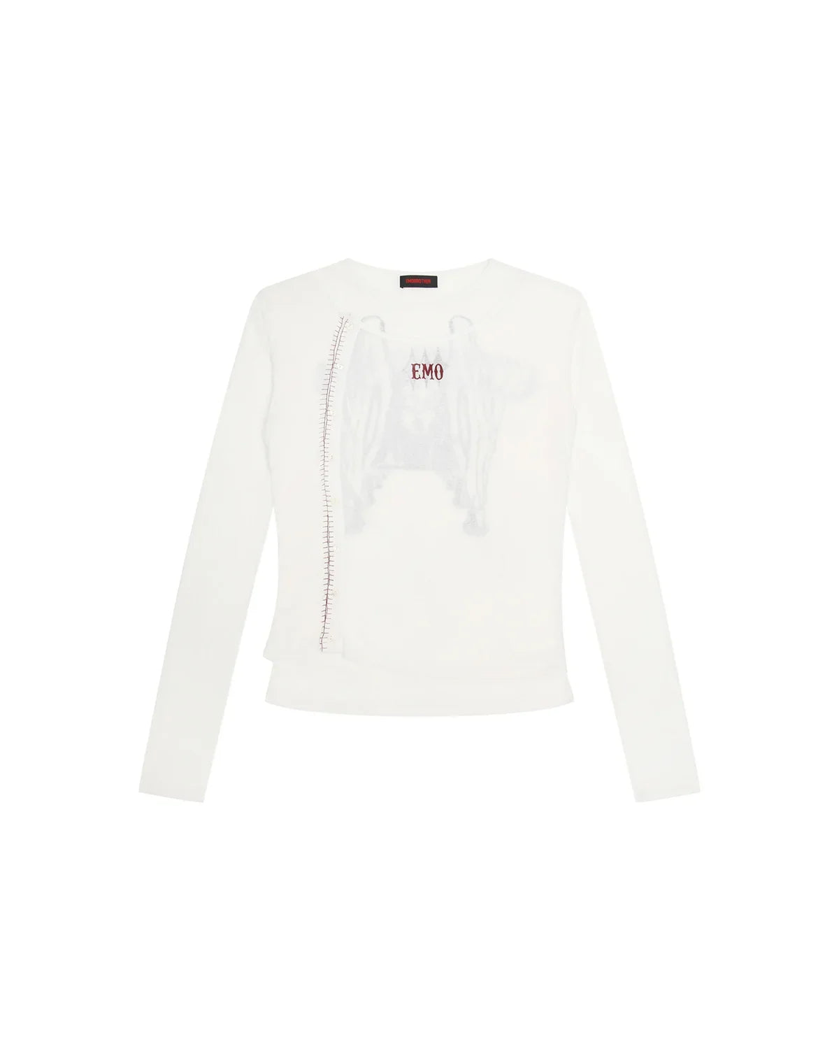 EMO Sheer Layered Graphic Long Sleeve T-Shirt