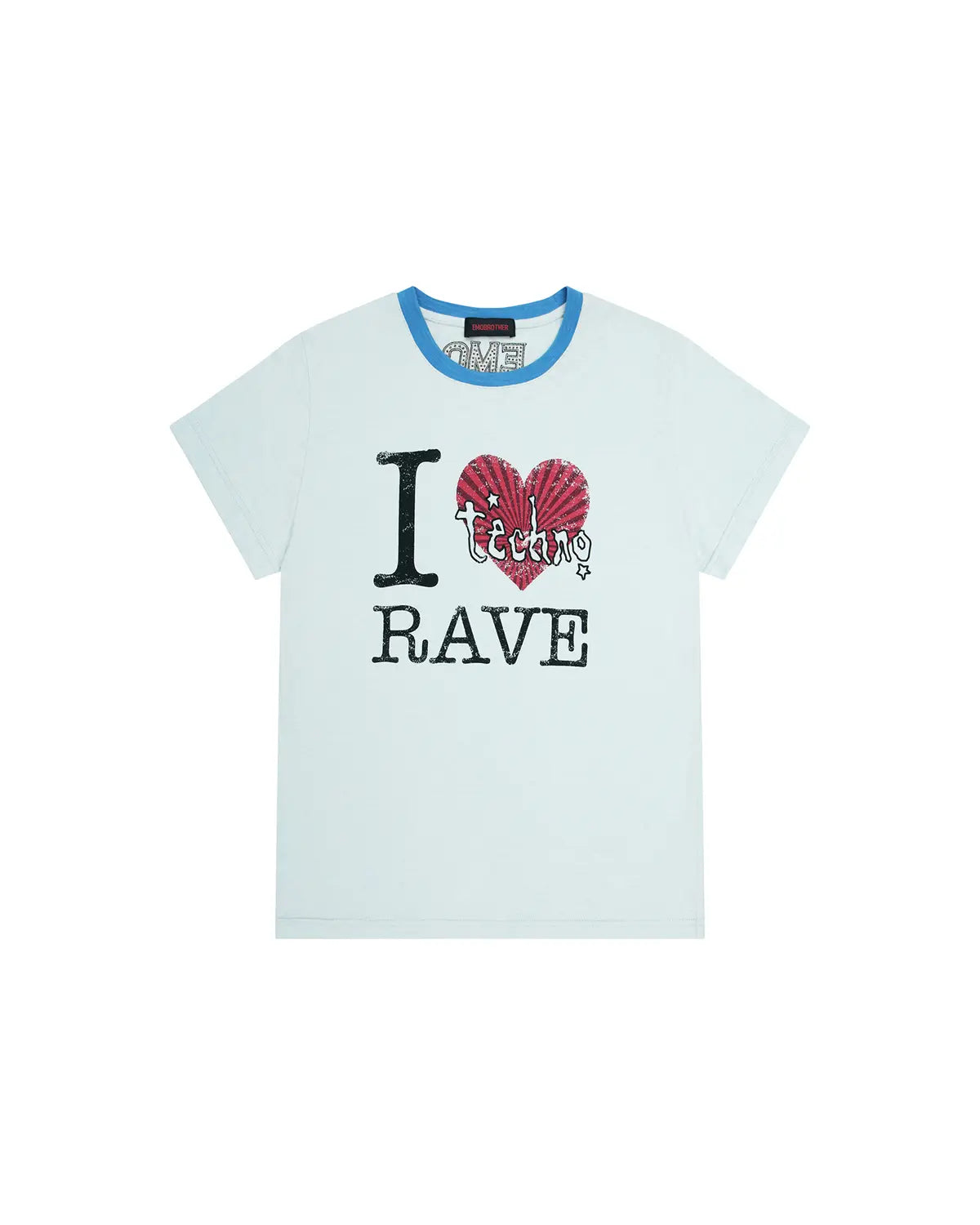 EMO “I Love Techno” Slub Print Tee Blue