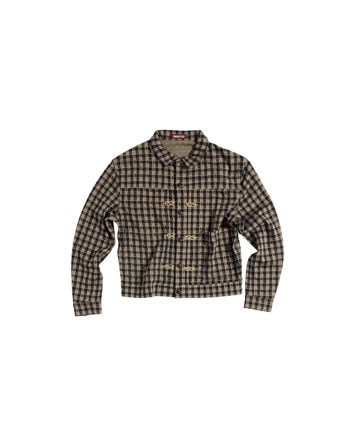 EMO Knit Plaid-Effect Embroidered Jacket