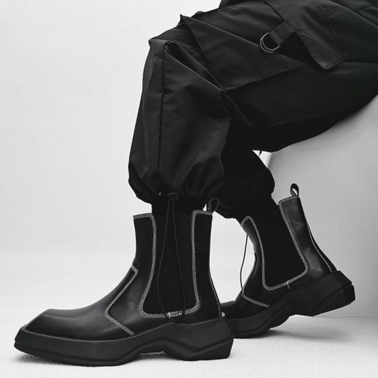 Stitch design square toe chelsea boots  HL2937