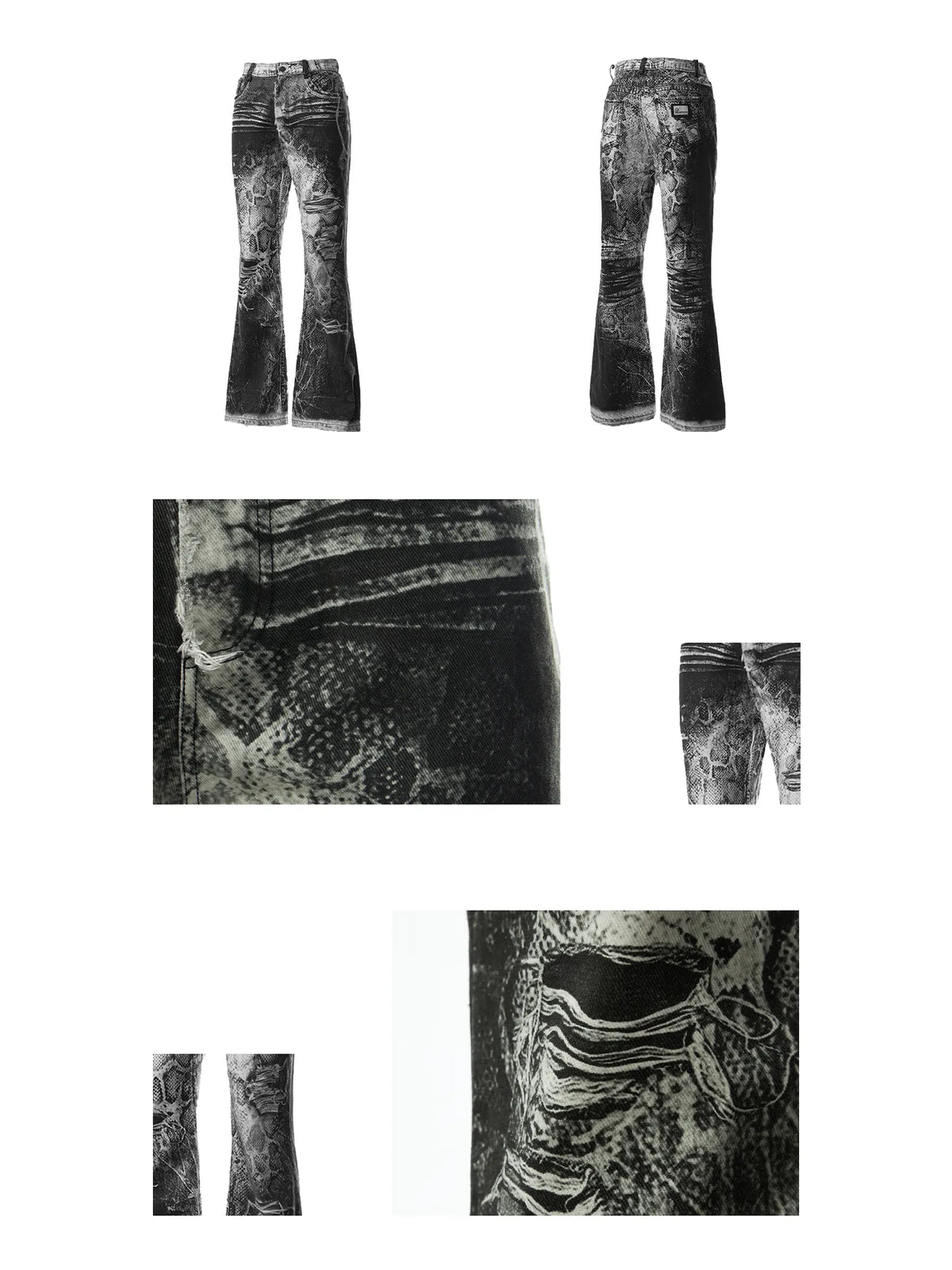 3D Snake Print Flare Jeans