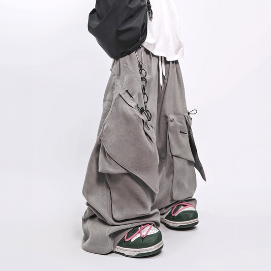 UUCSCC Multi-Pocket Curved Wide-Leg Pants