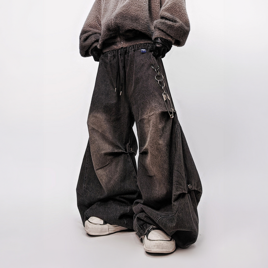 UUCSCC Washed Curved Wide-Leg Jeans