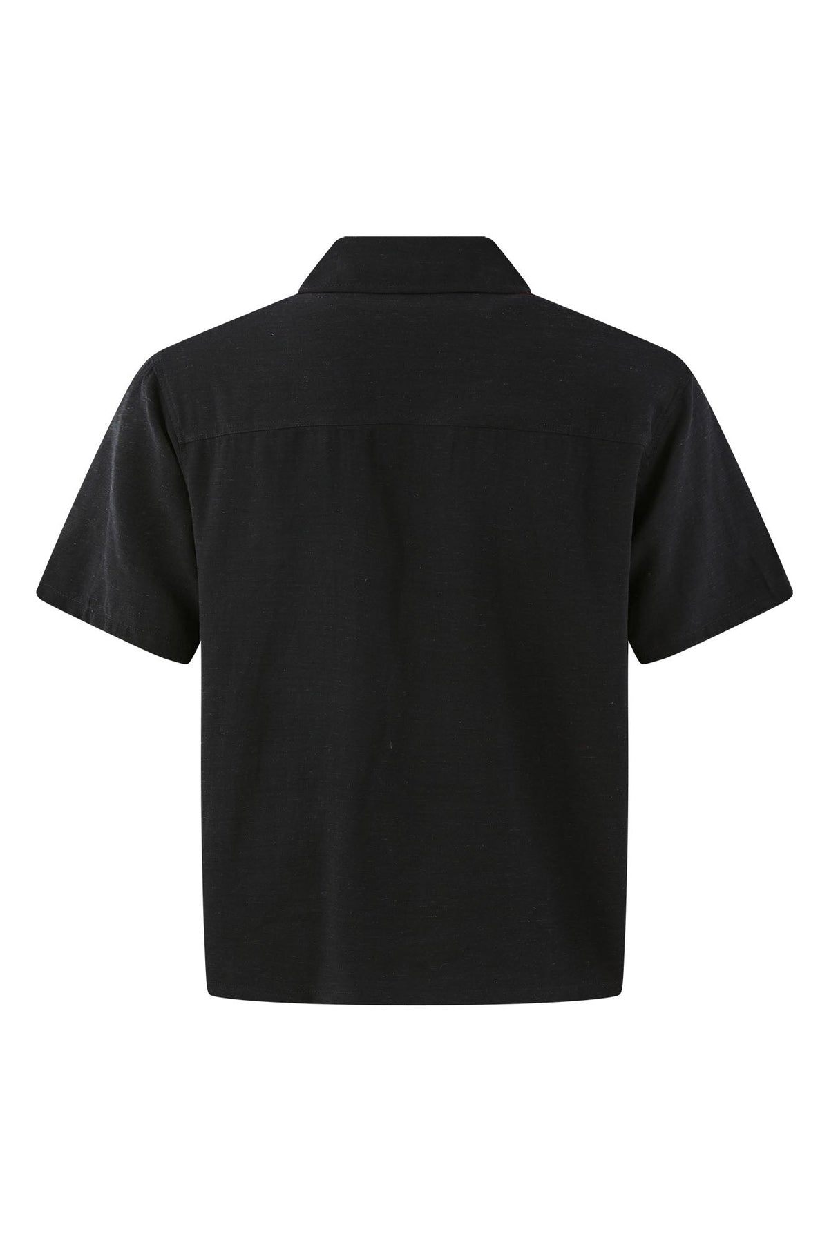 KREATE Contrast Collar Linen Half Shirt