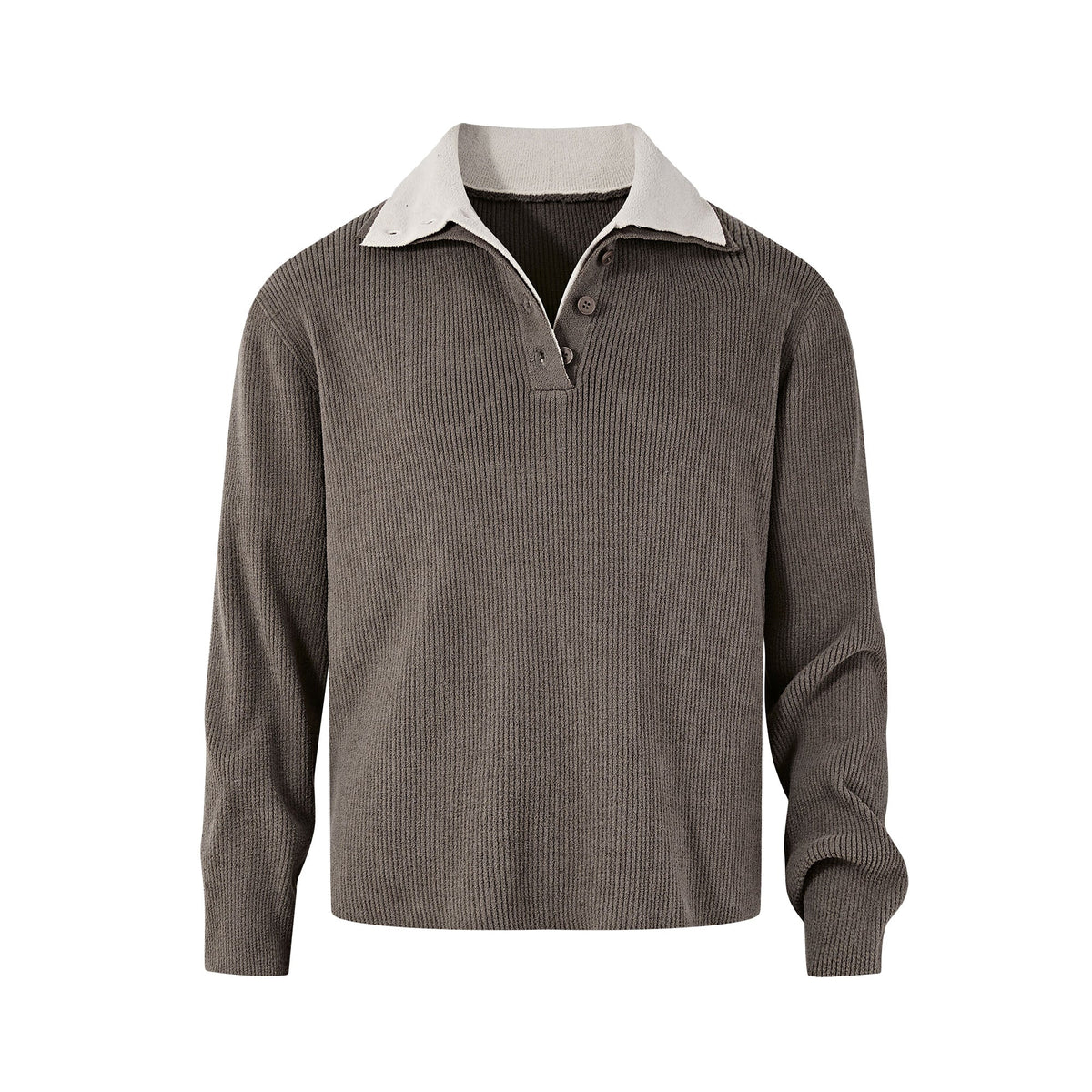KREATE Contrast Layered Collar Ribbed Sweater