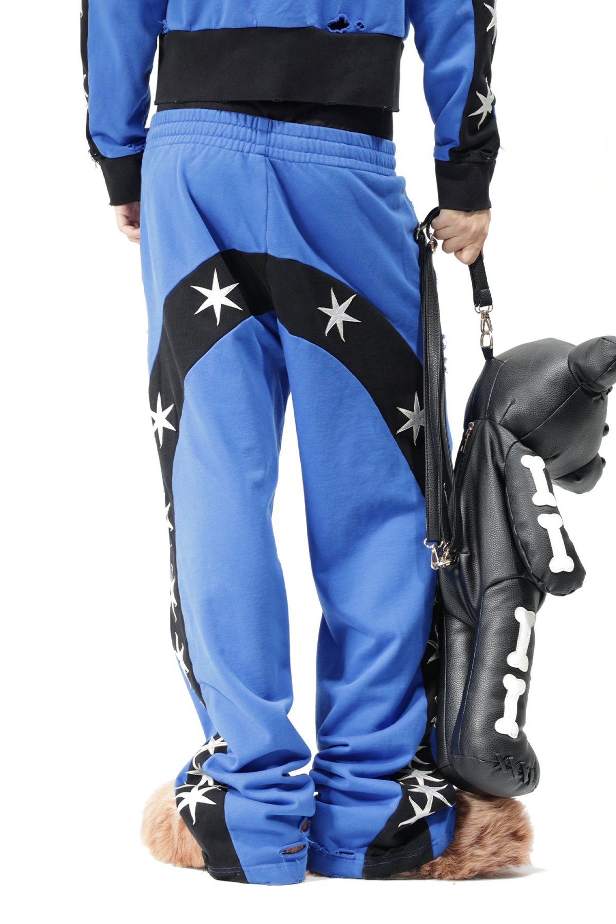 VANGUARDIA Contrast Star Graphic Spliced Sweatpants