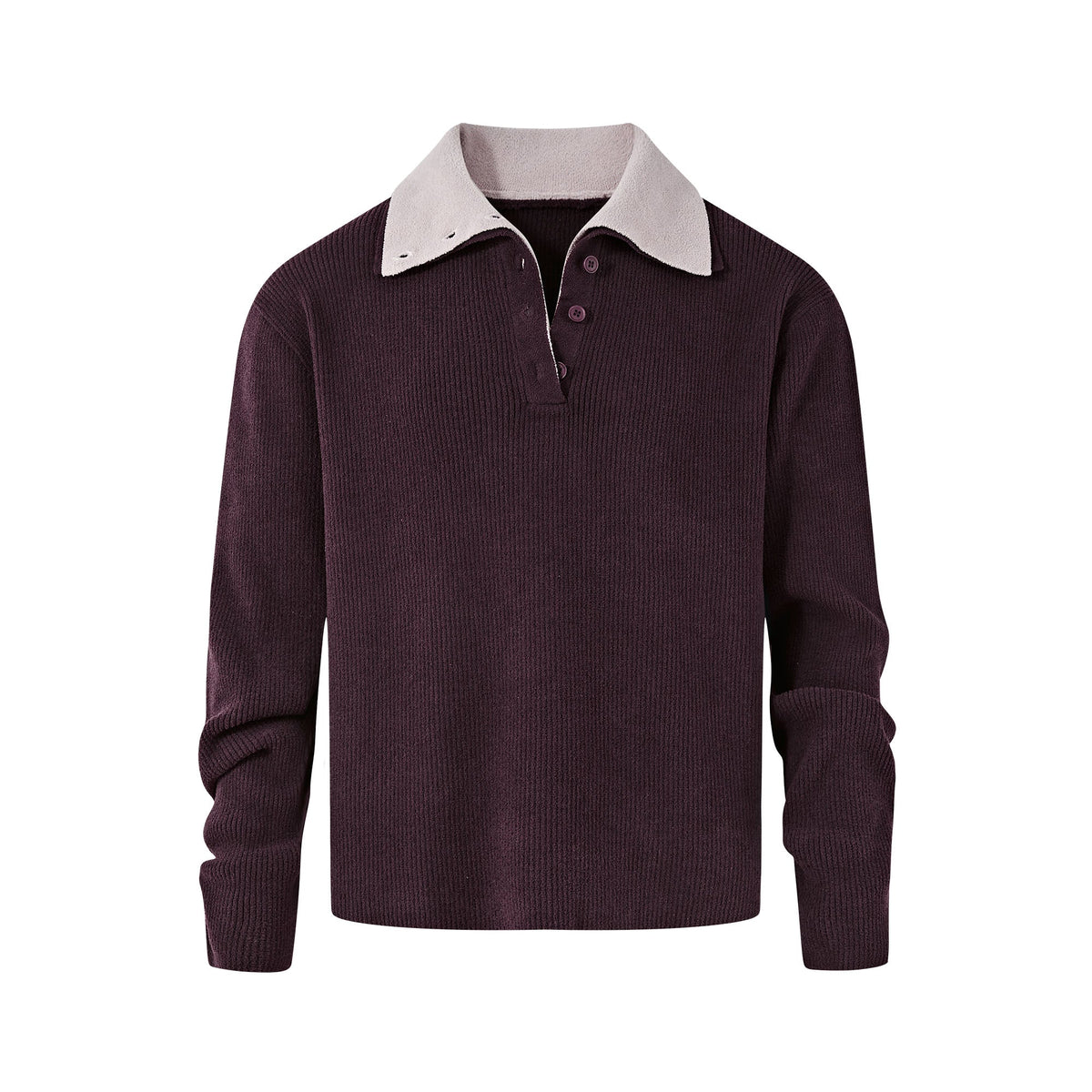KREATE Contrast Layered Collar Ribbed Sweater