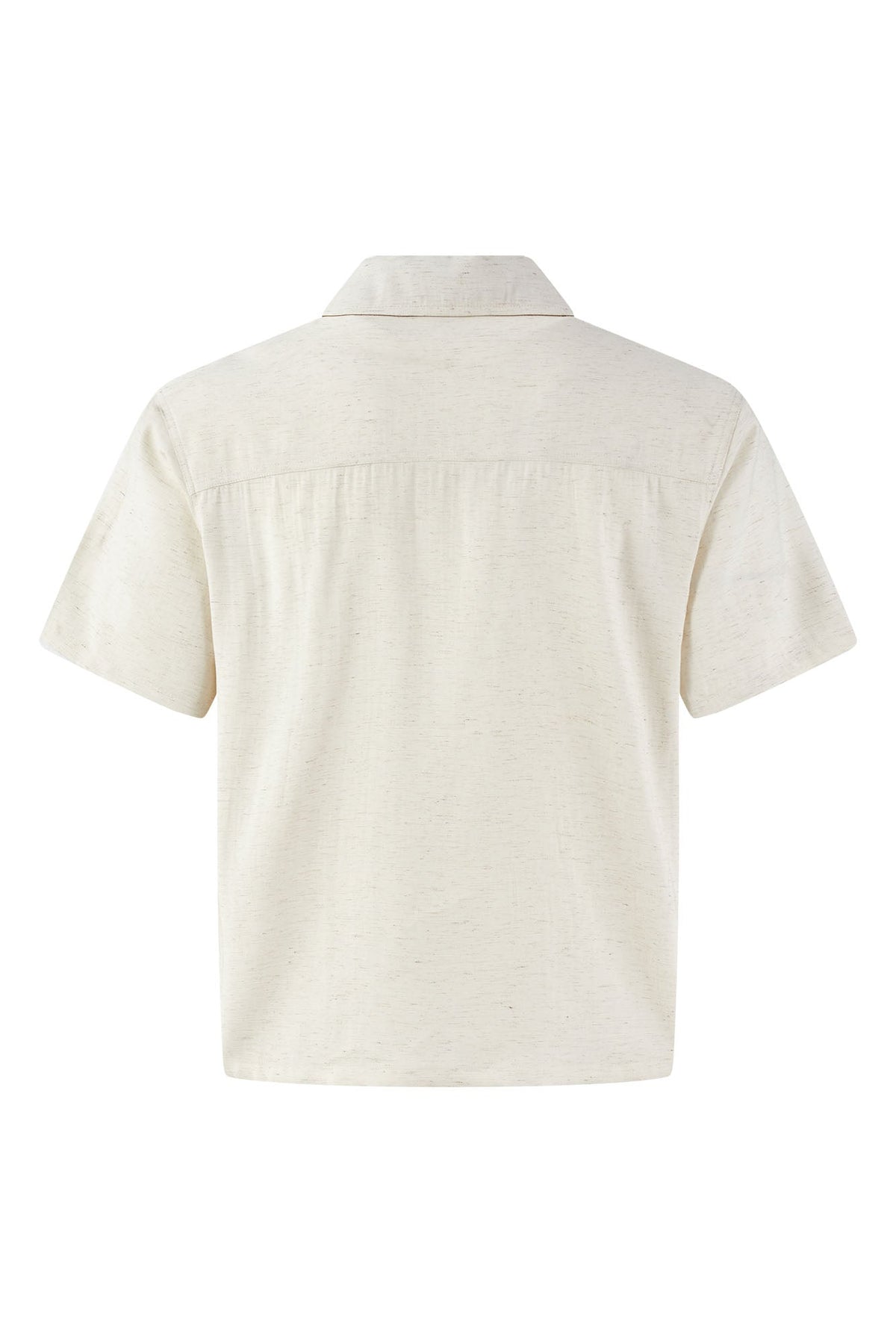 KREATE Contrast Collar Linen Half Shirt