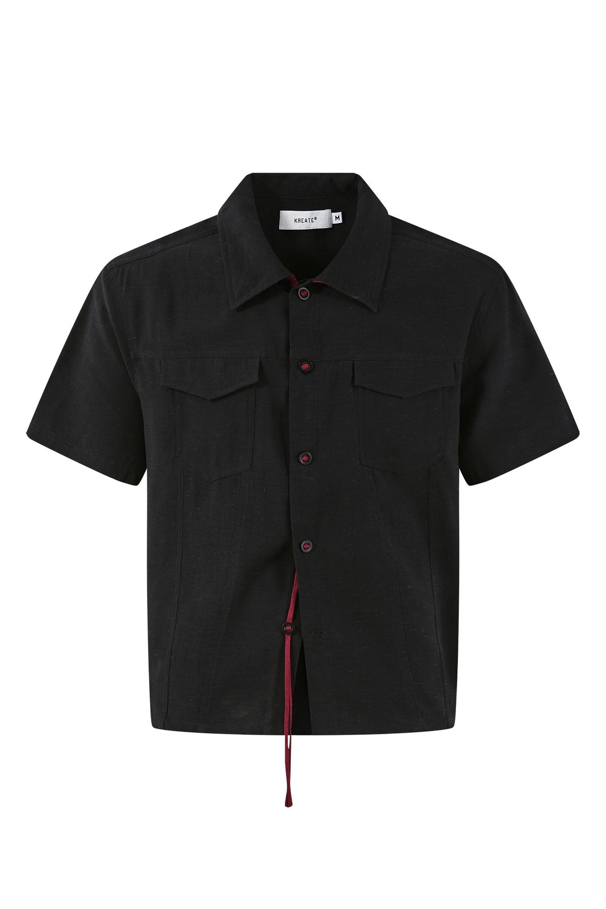 KREATE Contrast Collar Linen Half Shirt