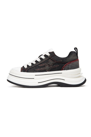 Black And Red Platform Canvas Sneakers