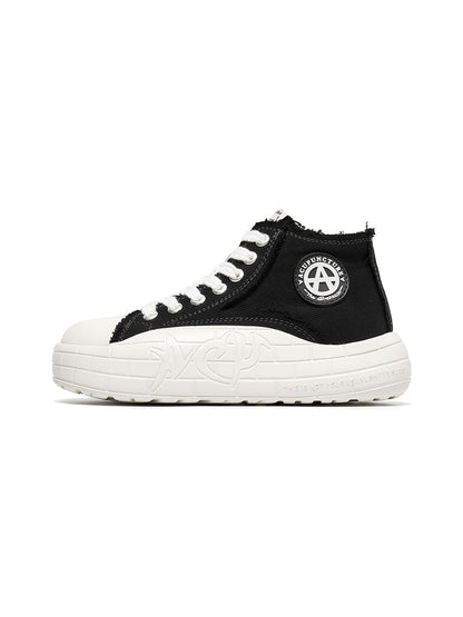 Two-Tone Platform Canvas High-Top Sneakers